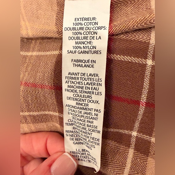 L.L.Bean Corduroy Barn Jacket Womens XS Petite Tan Plaid Lined Chore Coat - Picture 12 of 12